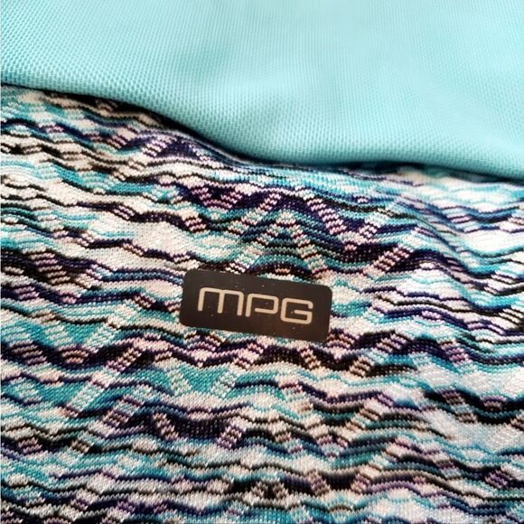 🔹️MPG Blue Variegated Racerback Travel Dress w/Pockets & Bra Insert Large - Picture 7 of 11